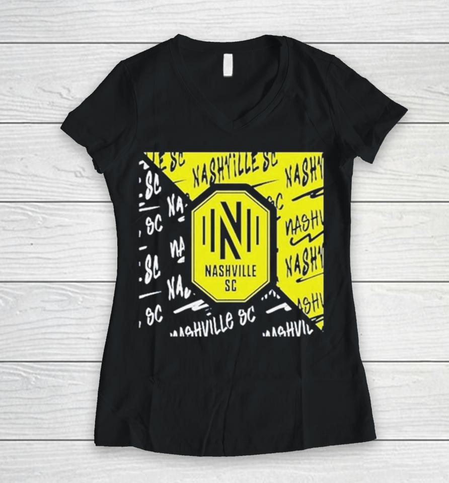 Nashville Sc Youth Divide Women V-Neck T-Shirt