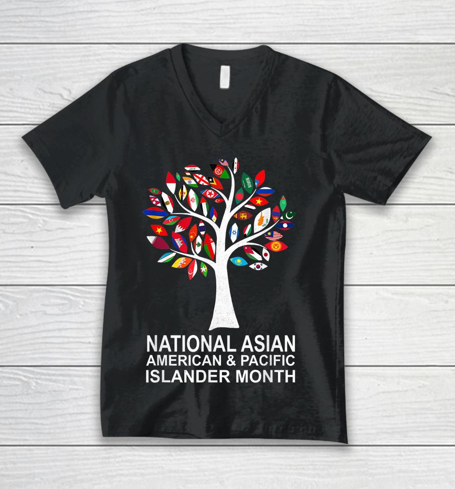 National Asian American Pacific Islander Heritage Month Tree Unisex V-Neck T-Shirt