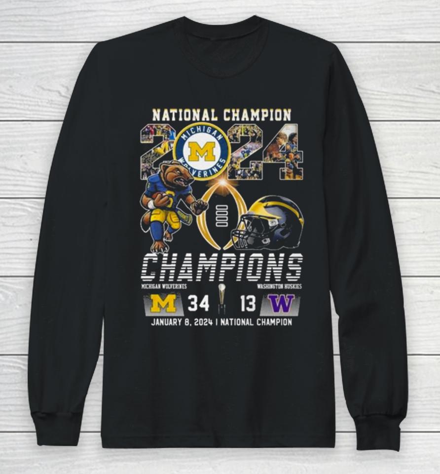 National Champion 2024 Michigan Wolverines Beat Washington Huskies Long Sleeve T-Shirt