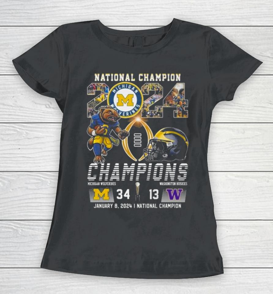 National Champion 2024 Michigan Wolverines Beat Washington Huskies Women T-Shirt