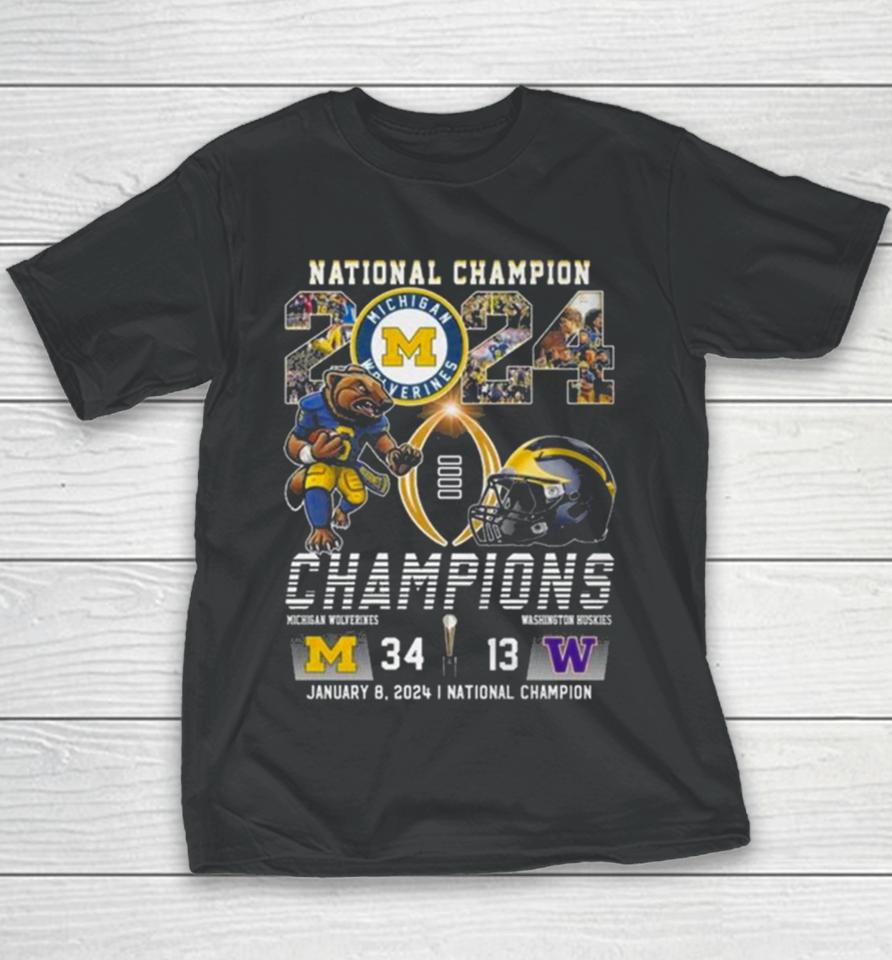National Champion 2024 Michigan Wolverines Beat Washington Huskies Youth T-Shirt