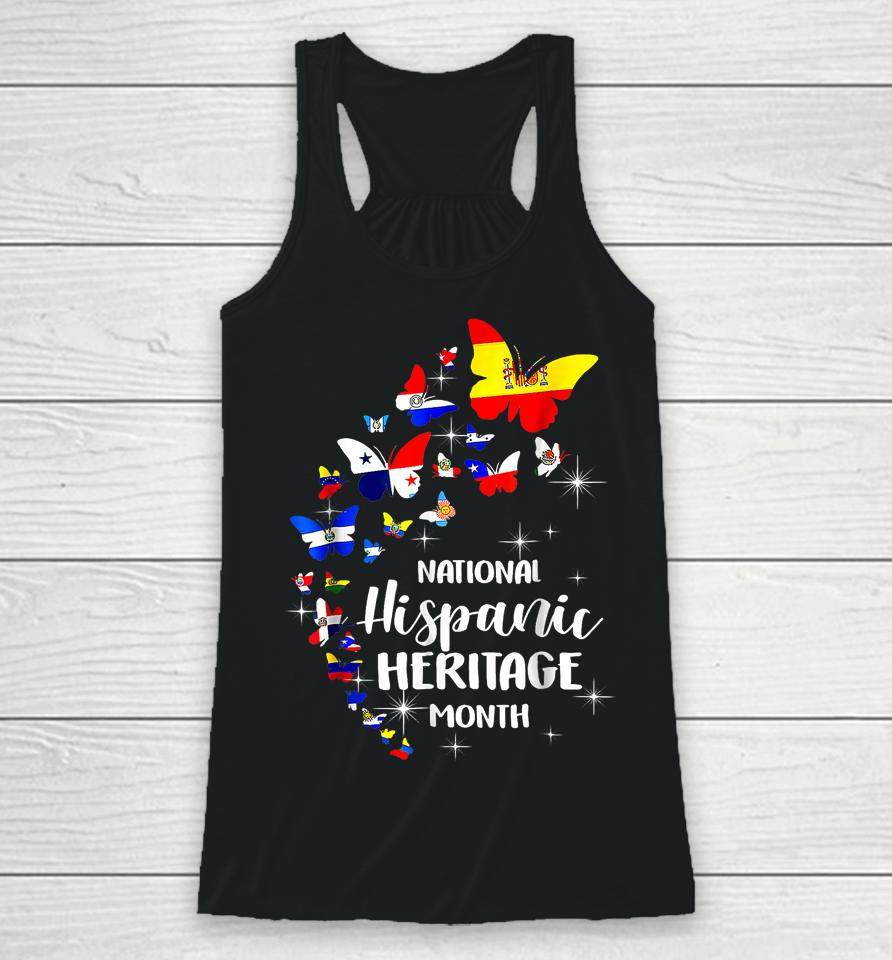 National Hispanic Heritage Month Butterfly Countries Flags Racerback Tank