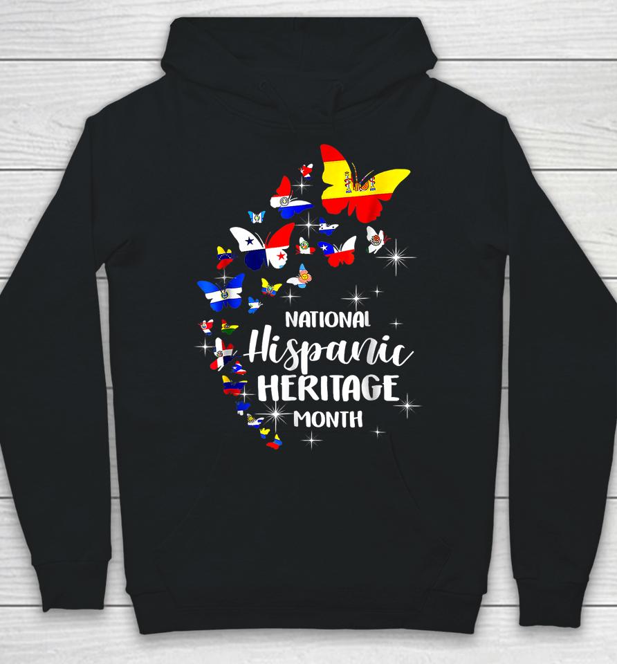 National Hispanic Heritage Month Butterfly Countries Flags Hoodie