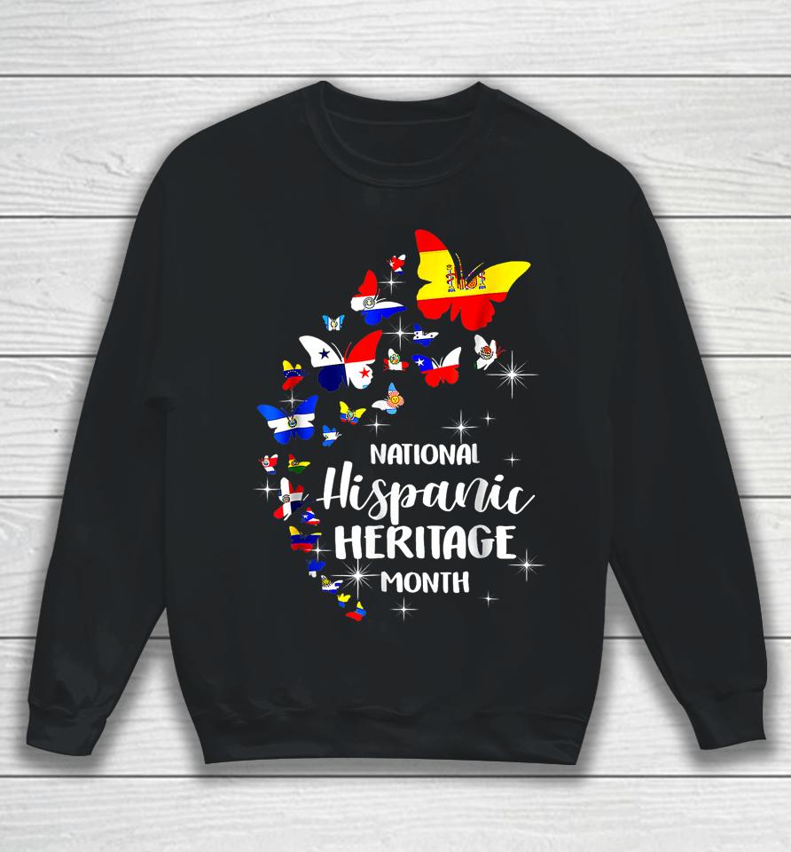 National Hispanic Heritage Month Butterfly Countries Flags Sweatshirt