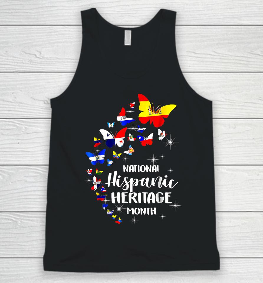 National Hispanic Heritage Month Butterfly Countries Flags Unisex Tank Top