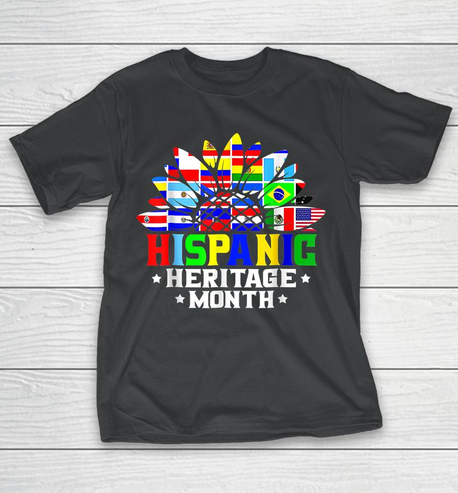 National Hispanic Heritage Month Decoration Flags Sunflower T-Shirt
