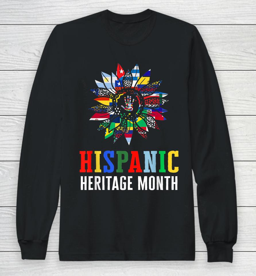 National Hispanic Heritage Month Decoration Flags Sunflower Long Sleeve T-Shirt