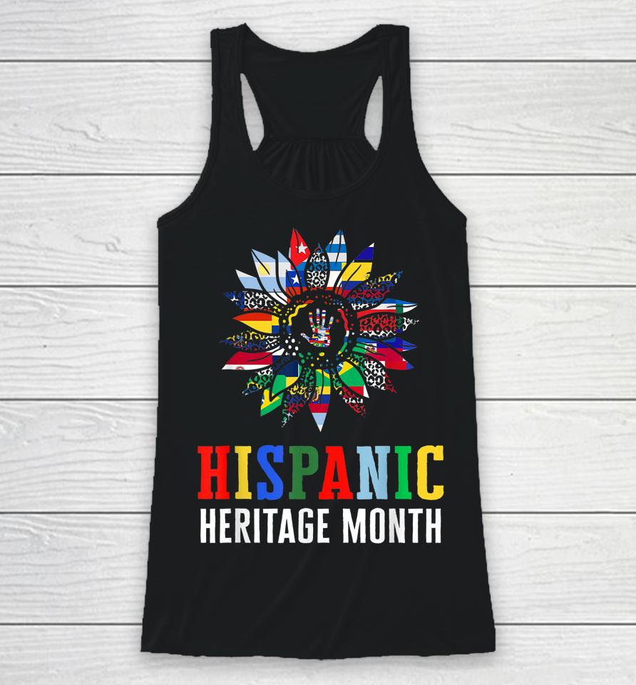 National Hispanic Heritage Month Decoration Flags Sunflower Racerback Tank