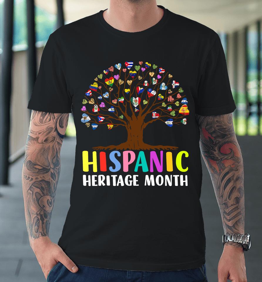 National Hispanic Heritage Month Hand Flag Tree Roots Latino Premium T-Shirt