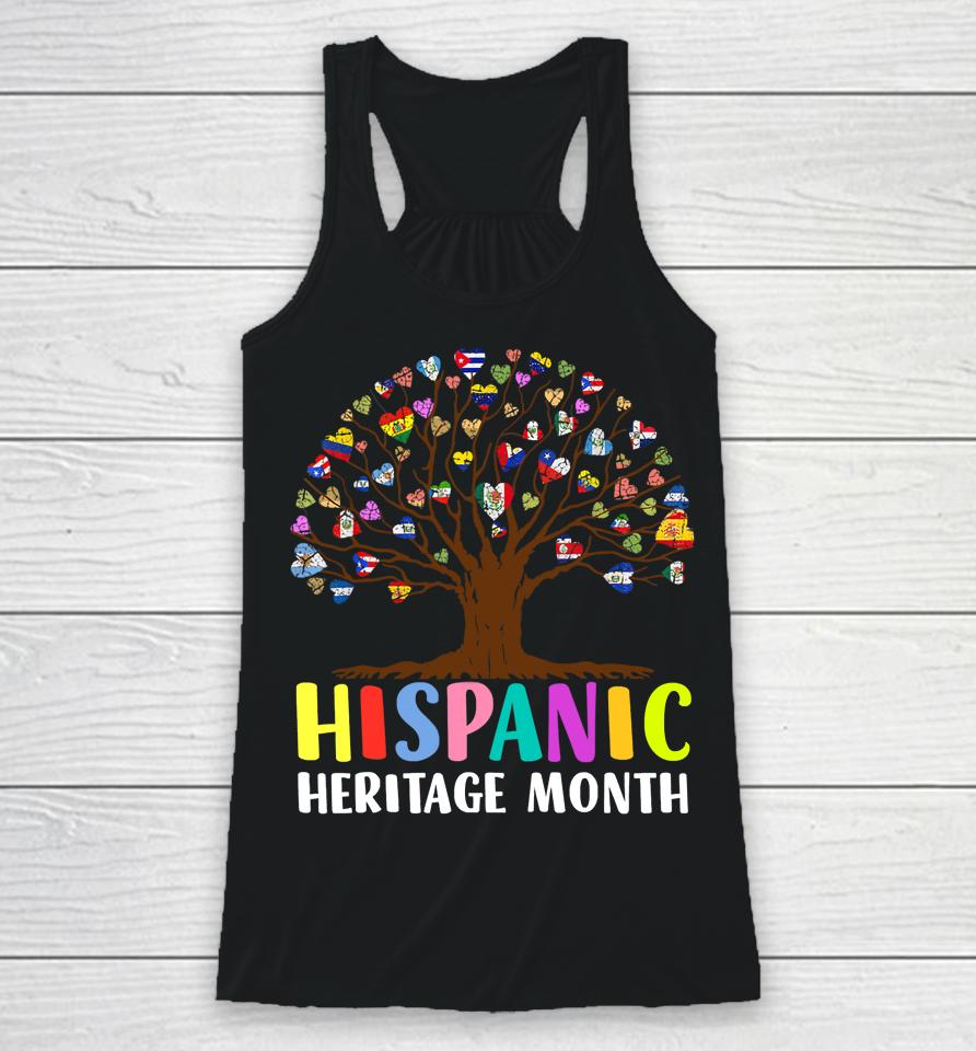 National Hispanic Heritage Month Hand Flag Tree Roots Latino Racerback Tank