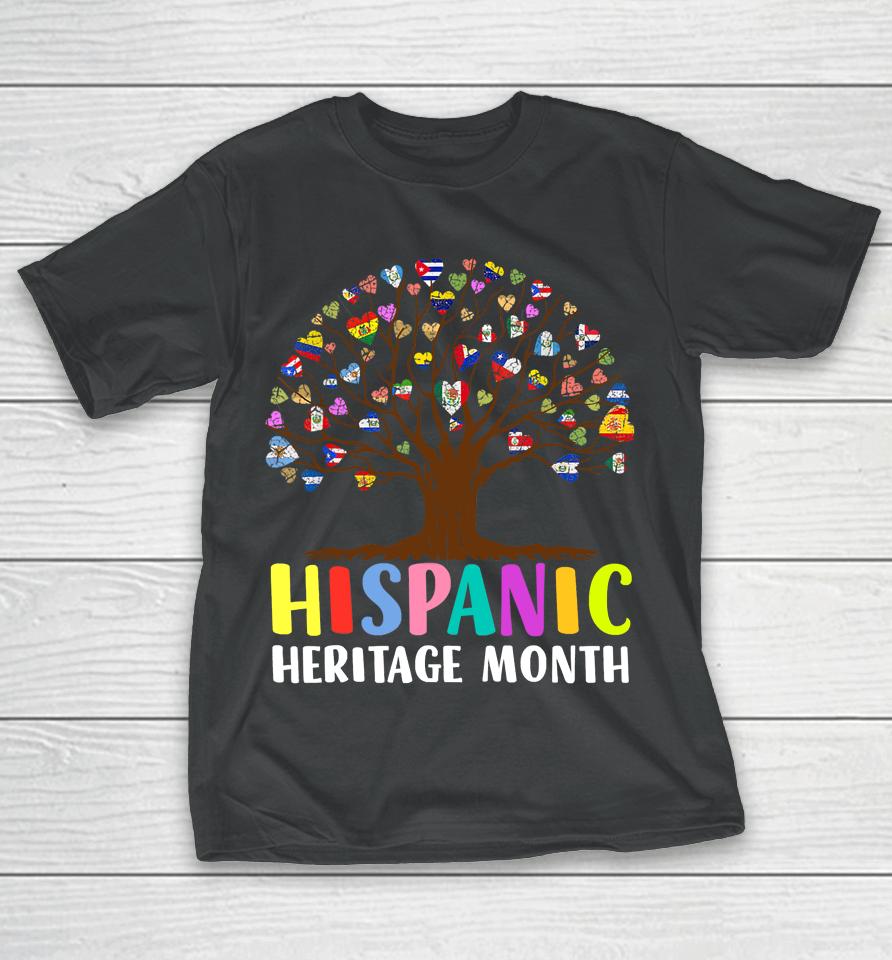 National Hispanic Heritage Month Hand Flag Tree Roots Latino T-Shirt
