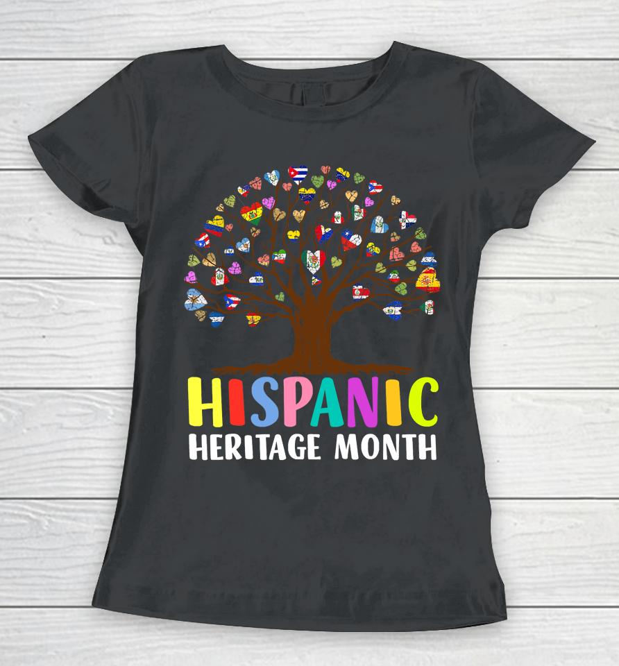 National Hispanic Heritage Month Hand Flag Tree Roots Latino Women T-Shirt