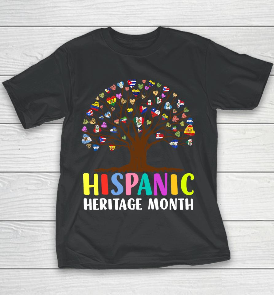 National Hispanic Heritage Month Hand Flag Tree Roots Latino Youth T-Shirt