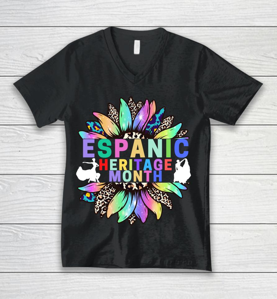 National Hispanic Heritage Month Latin Colorful Sunflower Unisex V-Neck T-Shirt