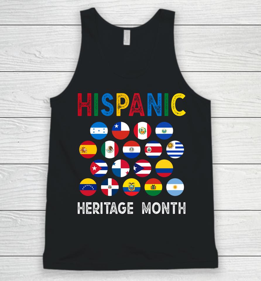 National Hispanic Heritage Month Latin Countries Flags Unisex Tank Top