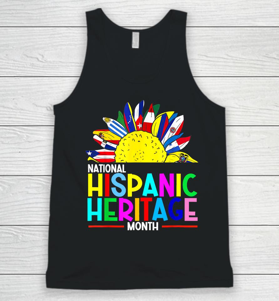 National Hispanic Heritage Month Latino Flags Sunflower Unisex Tank Top
