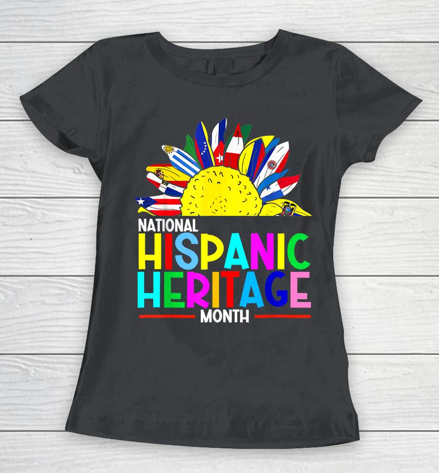 National Hispanic Heritage Month Latino Flags Sunflower Women T-Shirt