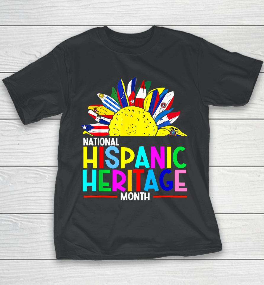 National Hispanic Heritage Month Latino Flags Sunflower Youth T-Shirt