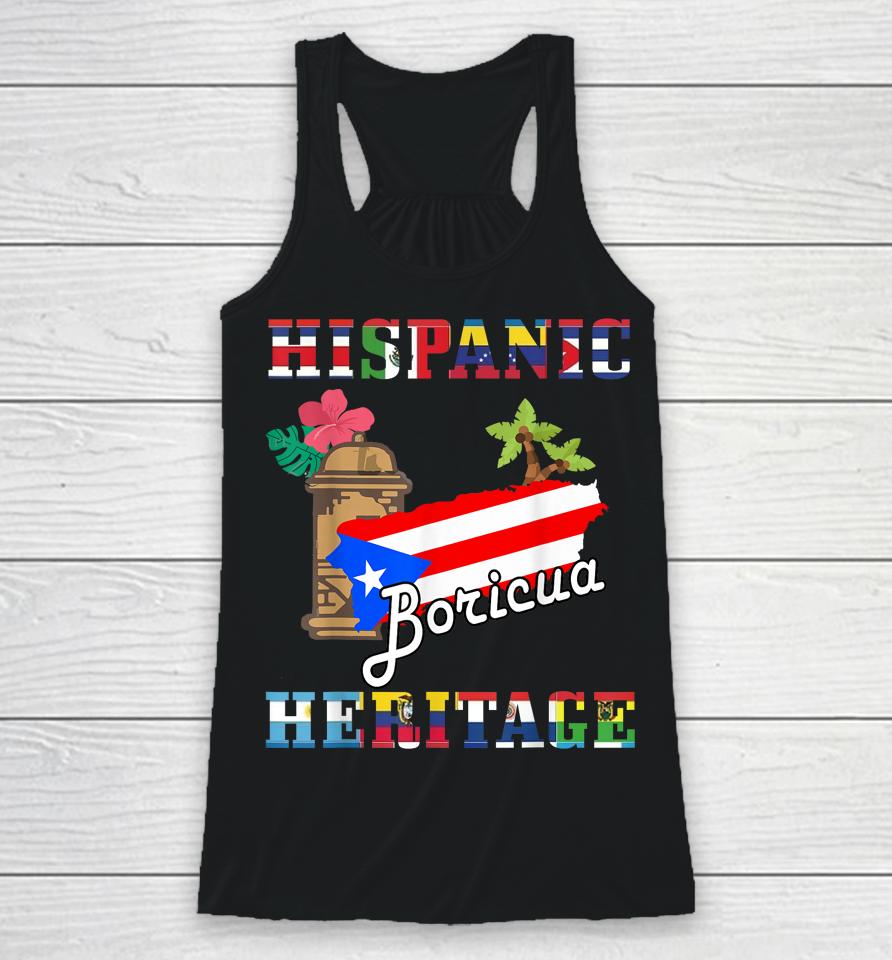 National Hispanic Heritage Month Puerto Rico Flag Boricua Racerback Tank