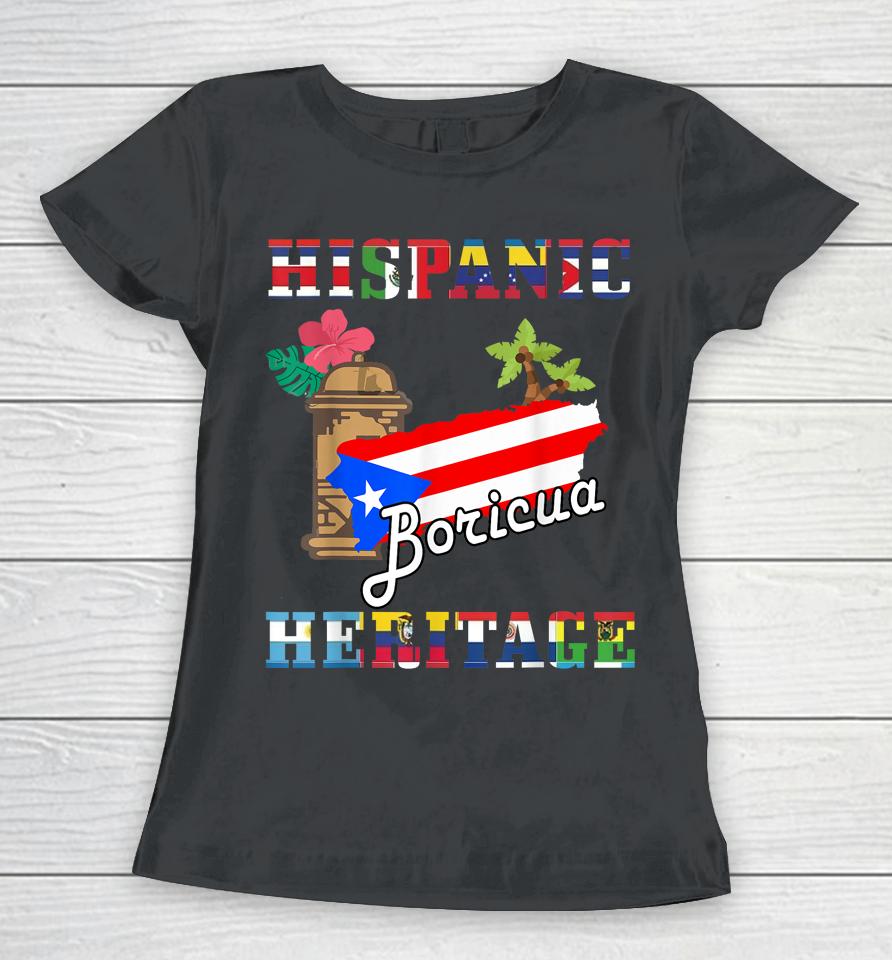 National Hispanic Heritage Month Puerto Rico Flag Boricua Women T-Shirt