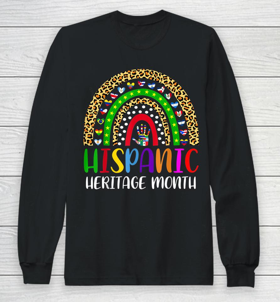 National Hispanic Heritage Month Rainbow All Countries Flags Long Sleeve T-Shirt