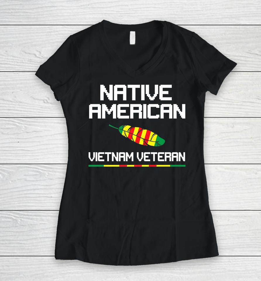 Native American Vietnam Veteran Women V-Neck T-Shirt