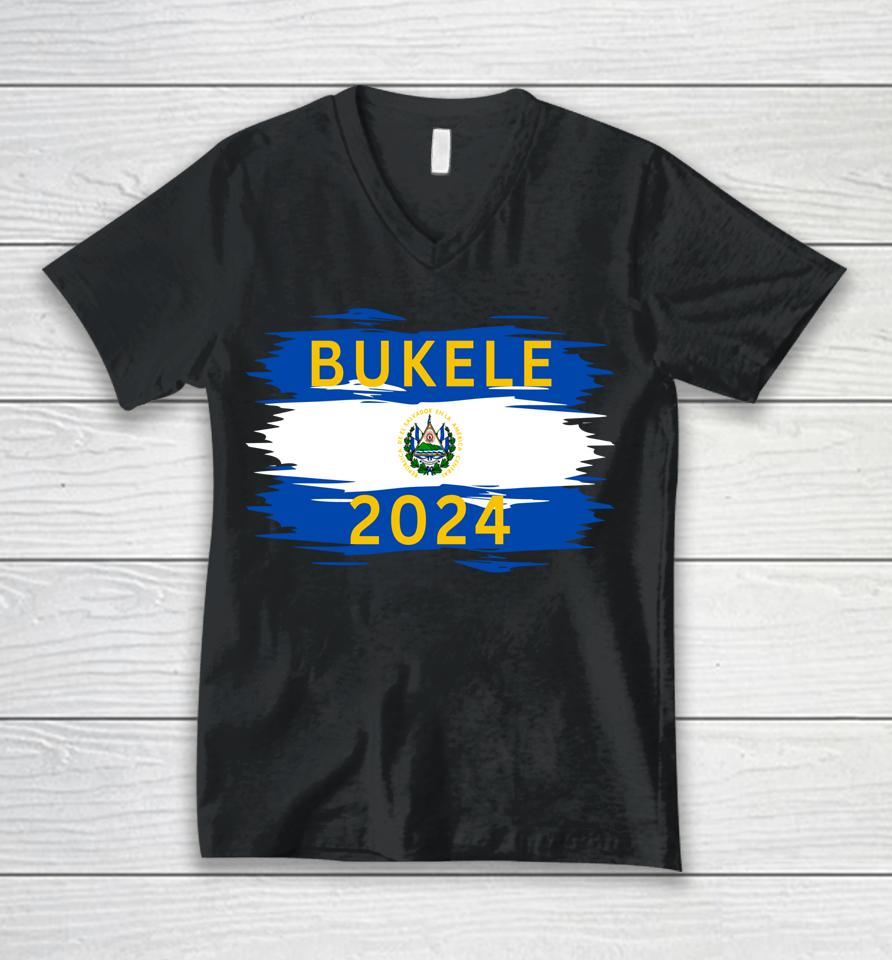 Nayib Bukele 2024 Presidente De El Salvador Flag Unisex V-Neck T-Shirt
