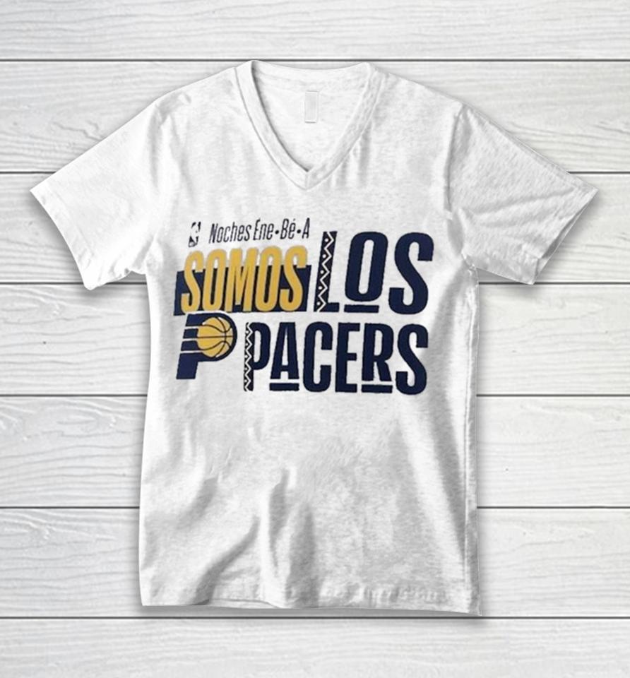Nba Noches Ene Be A Training 2024 Indiana Pacers Somos Los Pacers Unisex V-Neck T-Shirt