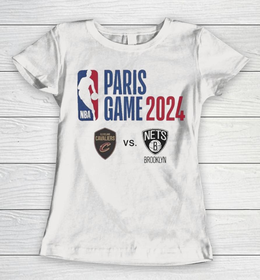 Nba Paris Game 2024 Cleveland Vs Cleveland Matchup Logo Women T-Shirt