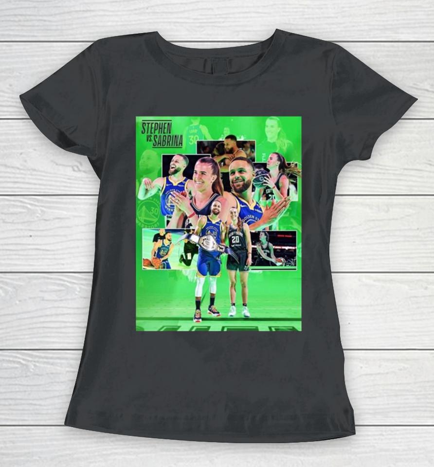 Nba Versus Wnba Stephen Curry Versus Sabrina Ionescu Was One For The Books On State Farm Saturday Nba All Star 2024 Women T-Shirt