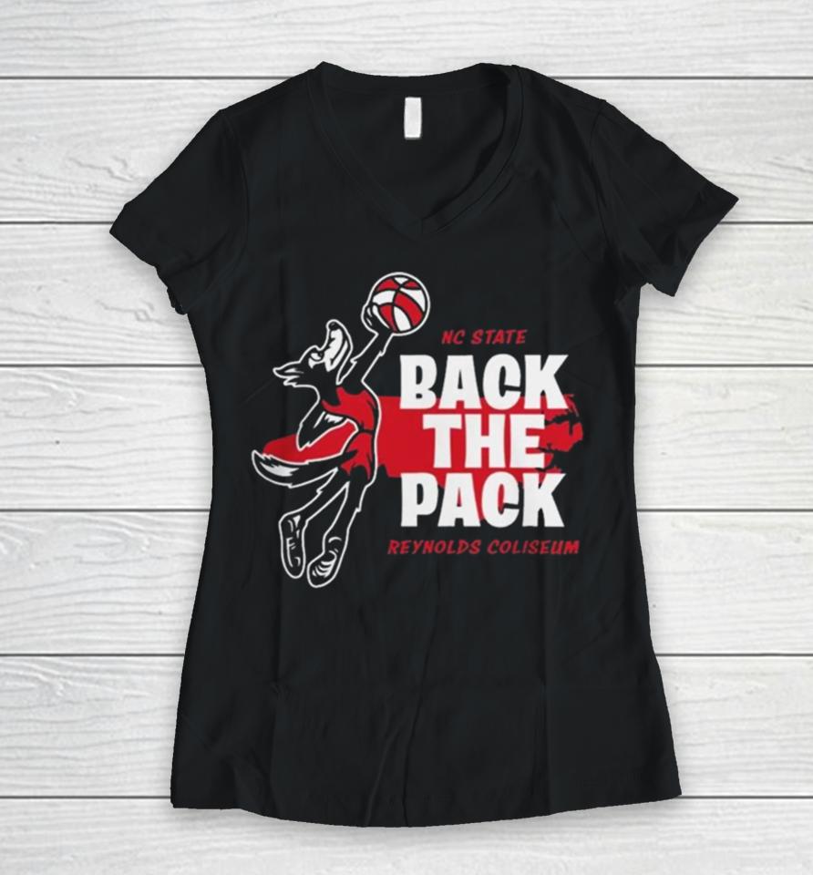 Nc State Basketball Back The Pack Women V-Neck T-Shirt