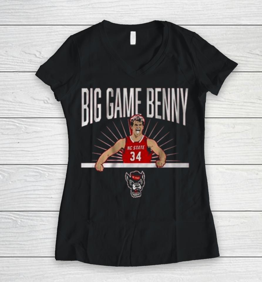 Nc State Basketball Ben Middlebrooks Big Game Benny Women V-Neck T-Shirt