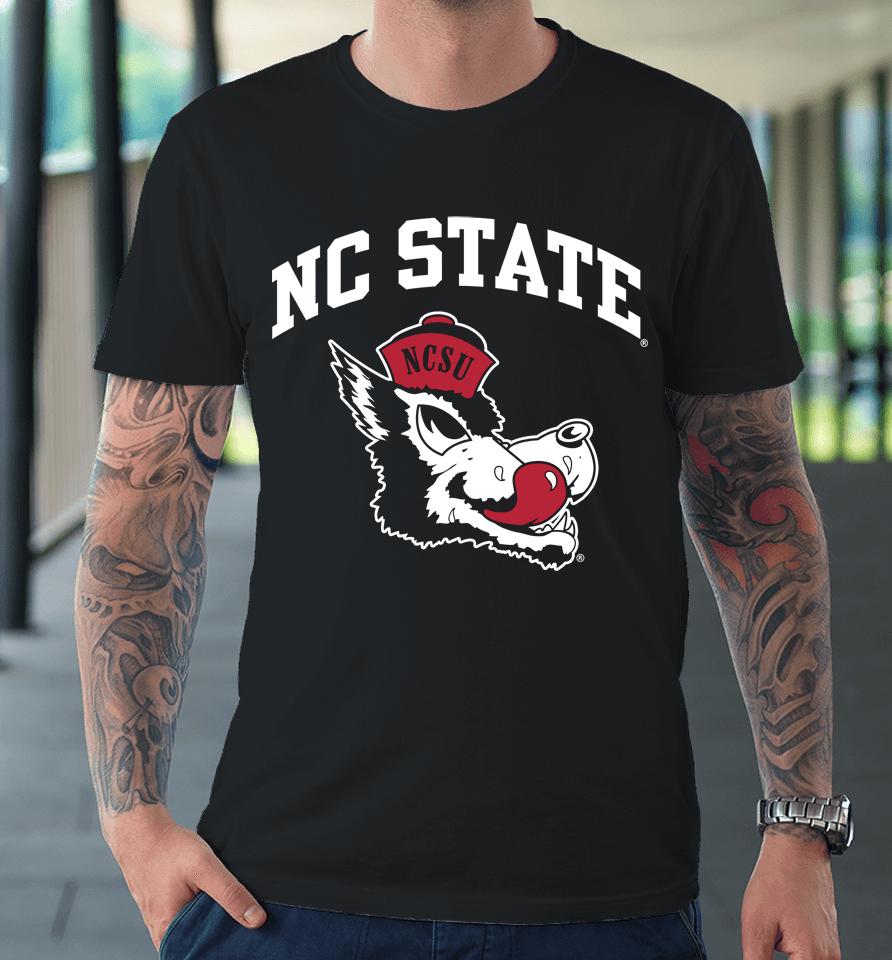 Nc State Over Slobbering Wolf Nc State Wolfpack Arched Premium T-Shirt
