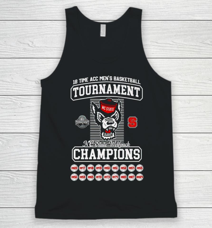 Nc State Wolf 2024 18 Time Acc Men’s Basketball Tournament Champions Unisex Tank Top