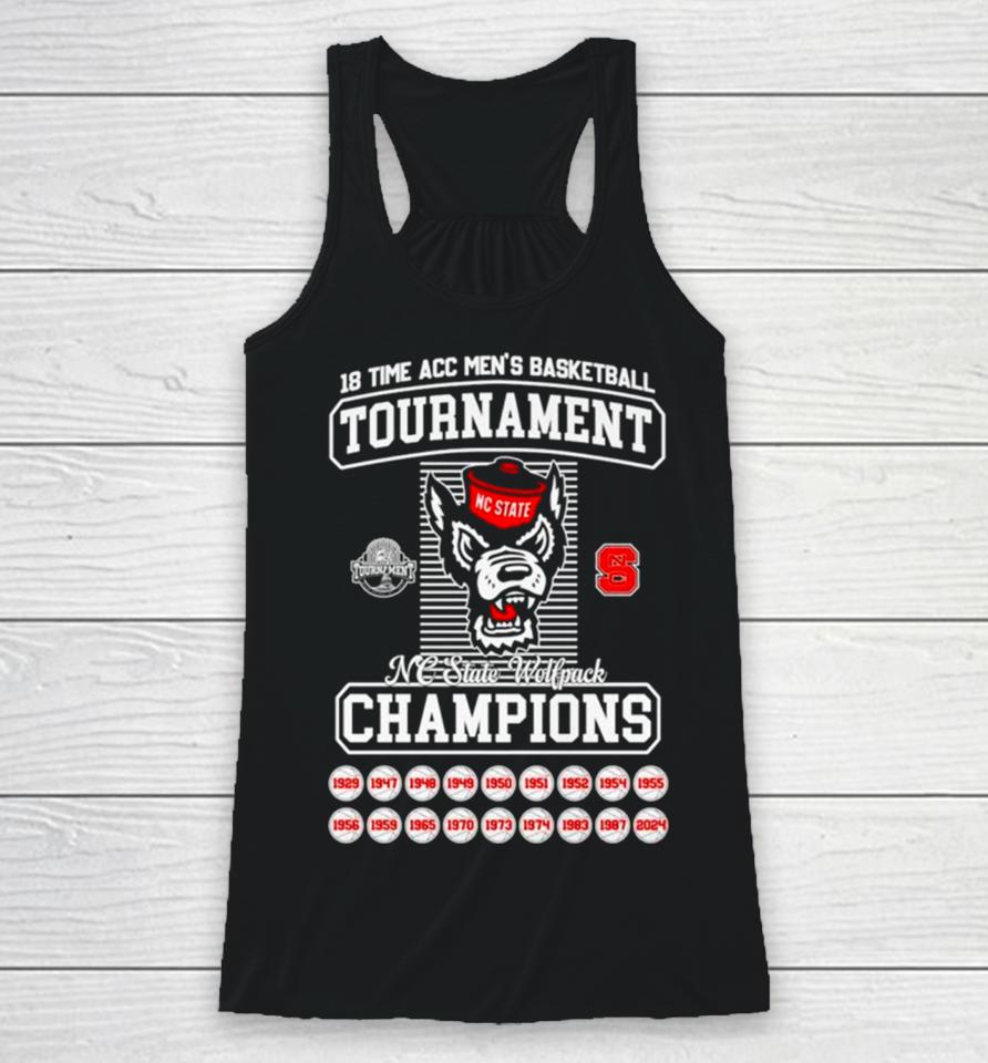 Nc State Wolfpack 2024 18 Time Acc Men’s Basketball Tournament Champions Racerback Tank
