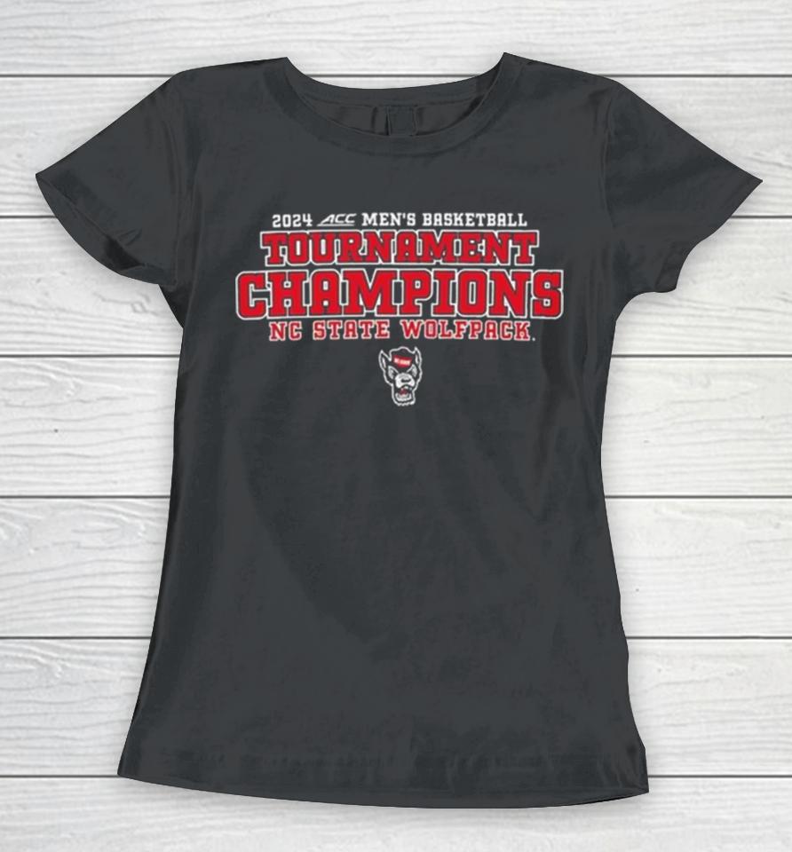 Nc State Wolfpack 2024 Acc Men’s Basketball Conference Tournament Champions Bracket Women T-Shirt