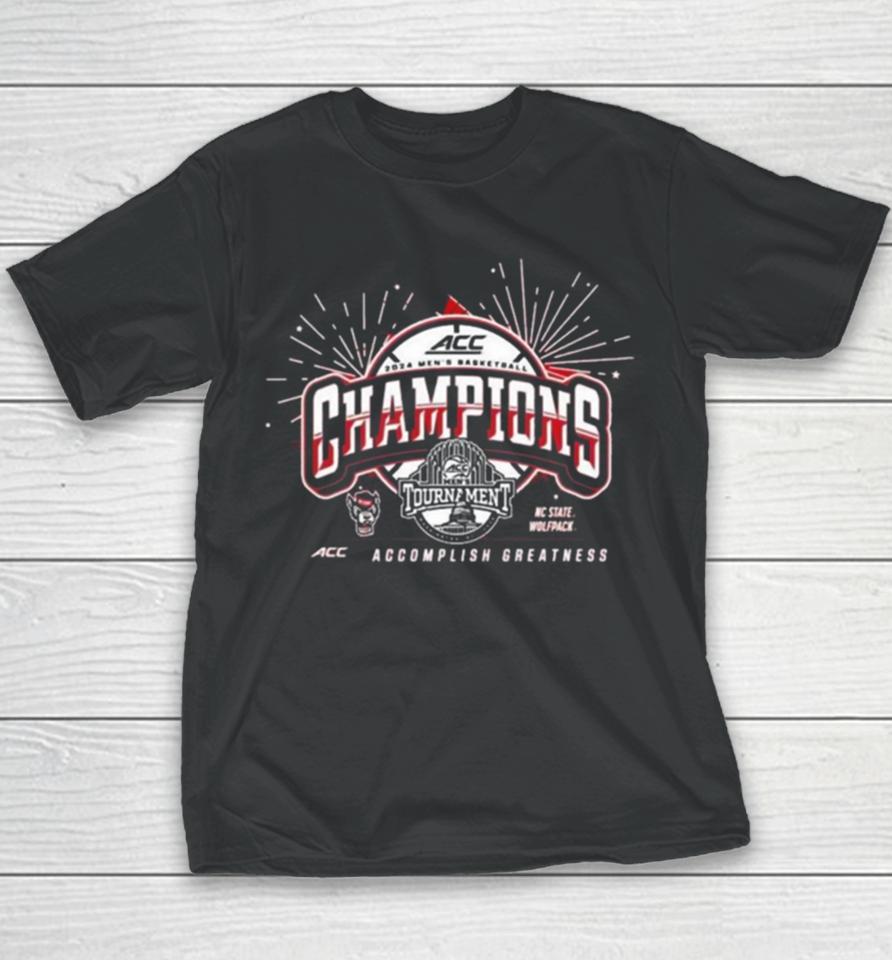 Nc State Wolfpack 2024 Acc Men’s Basketball Conference Tournament Champions Locker Room Youth T-Shirt