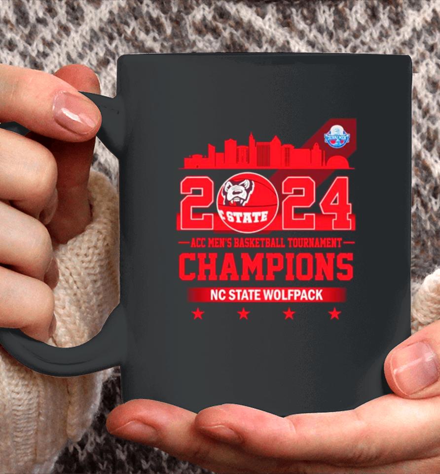 Nc State Wolfpack 2024 Acc Men’s Basketball Tournament Champions Skyline Coffee Mug