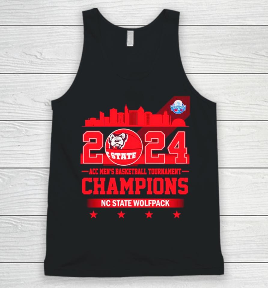 Nc State Wolfpack 2024 Acc Men’s Basketball Tournament Champions Skyline Unisex Tank Top