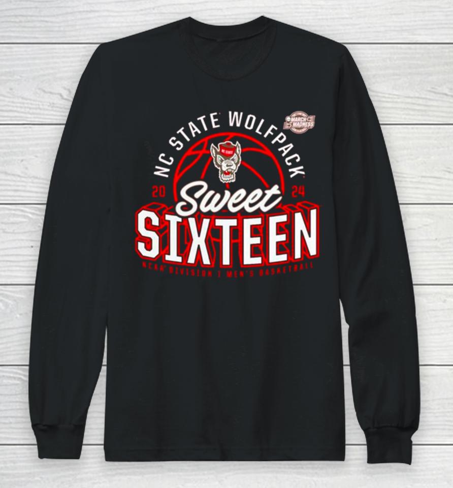 Nc State Wolfpack 2024 Ncaa Men’s Basketball Tournament March Madness Sweet Sixteen Defensive Stance Long Sleeve T-Shirt