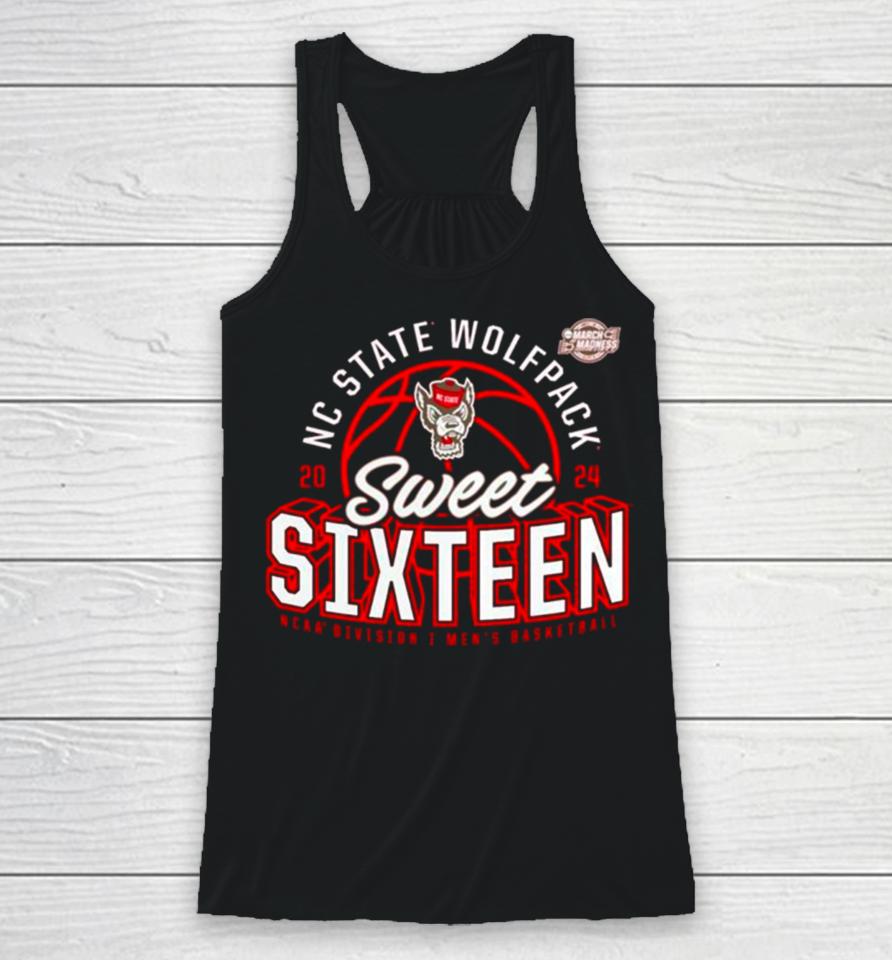 Nc State Wolfpack 2024 Ncaa Men’s Basketball Tournament March Madness Sweet Sixteen Defensive Stance Racerback Tank