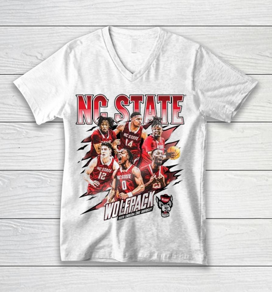Nc State Wolfpack 2024 Ncaa Men’s Basketball Tournament Official 2023 – 2024 Post Season Unisex V-Neck T-Shirt