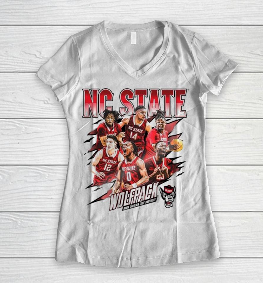 Nc State Wolfpack 2024 Ncaa Men’s Basketball Tournament Official 2023 – 2024 Post Season Women V-Neck T-Shirt