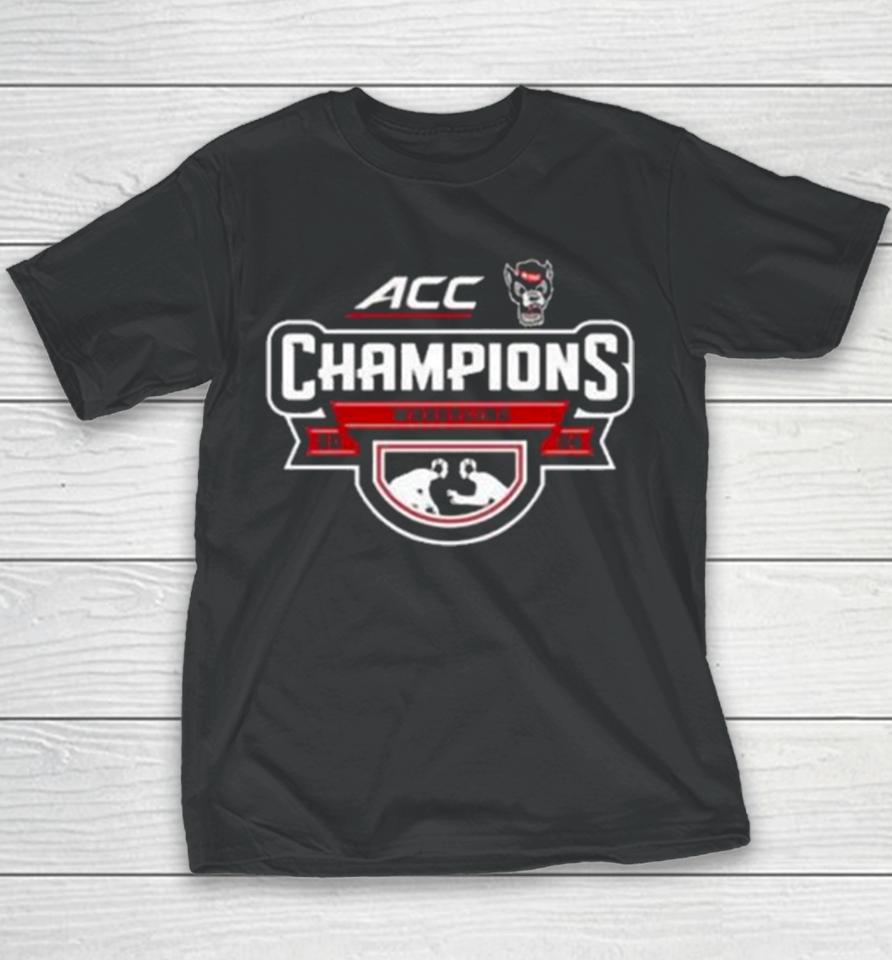 Nc State Wolfpack Acc Wrestling 2024 Champions Youth T-Shirt