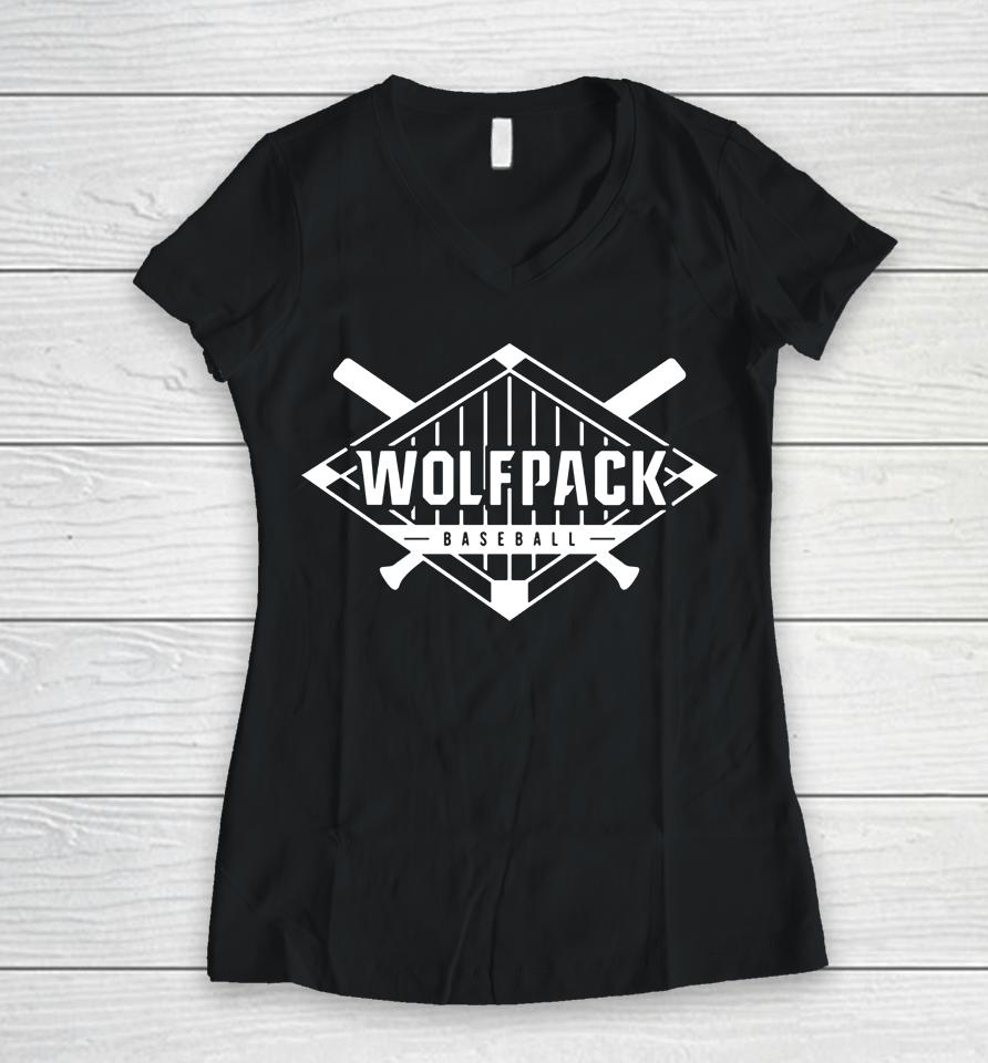 Nc State Wolfpack Baseball Diamond Women V-Neck T-Shirt