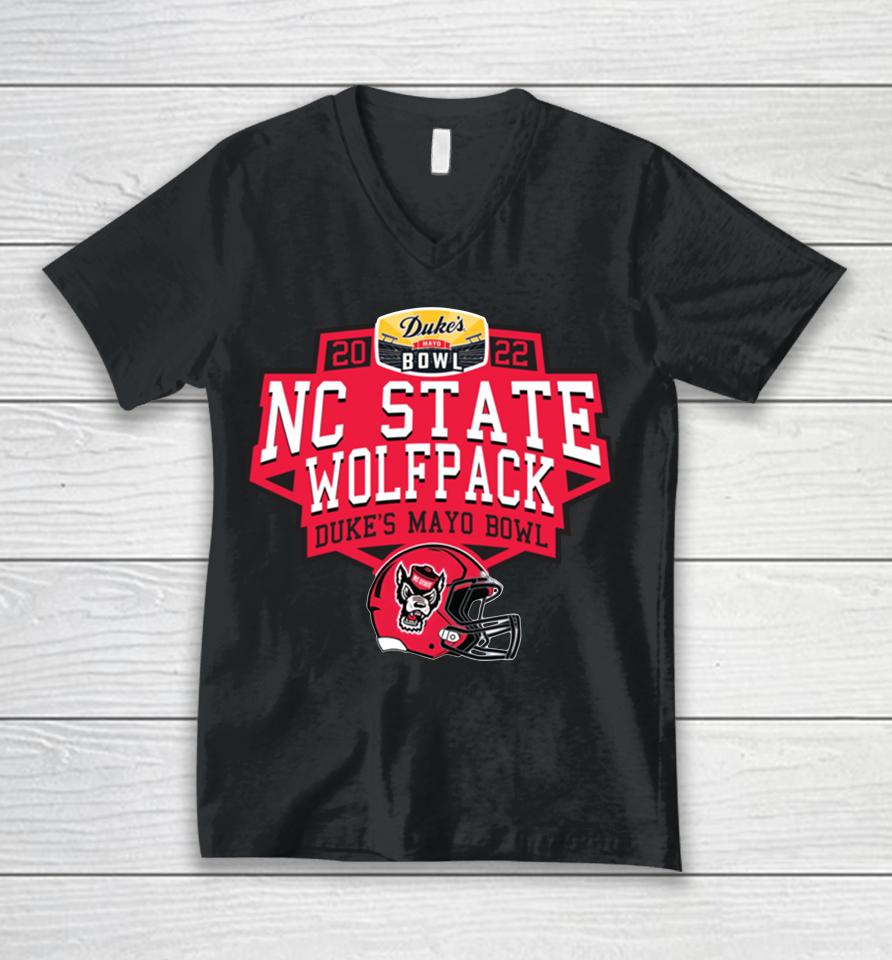 Nc State Wolfpack Team 2022 Duke's Mayo Bowl Unisex V-Neck T-Shirt