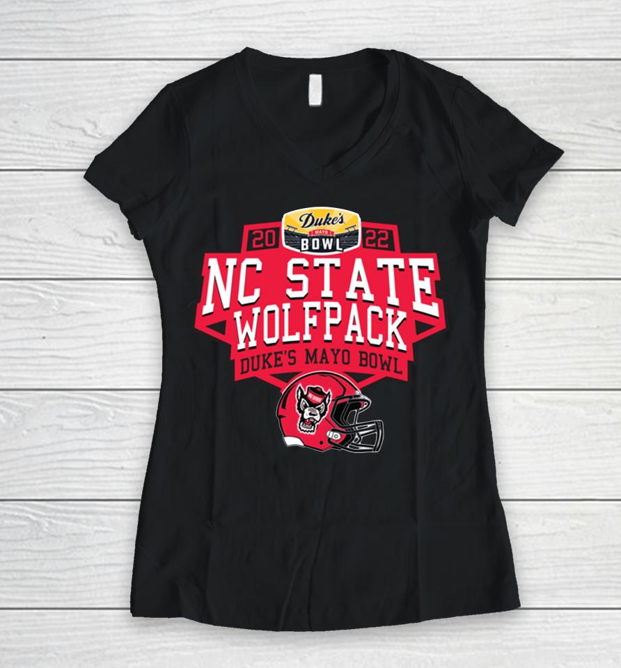 Nc State Wolfpack Team 2022 Duke's Mayo Bowl Women V-Neck T-Shirt
