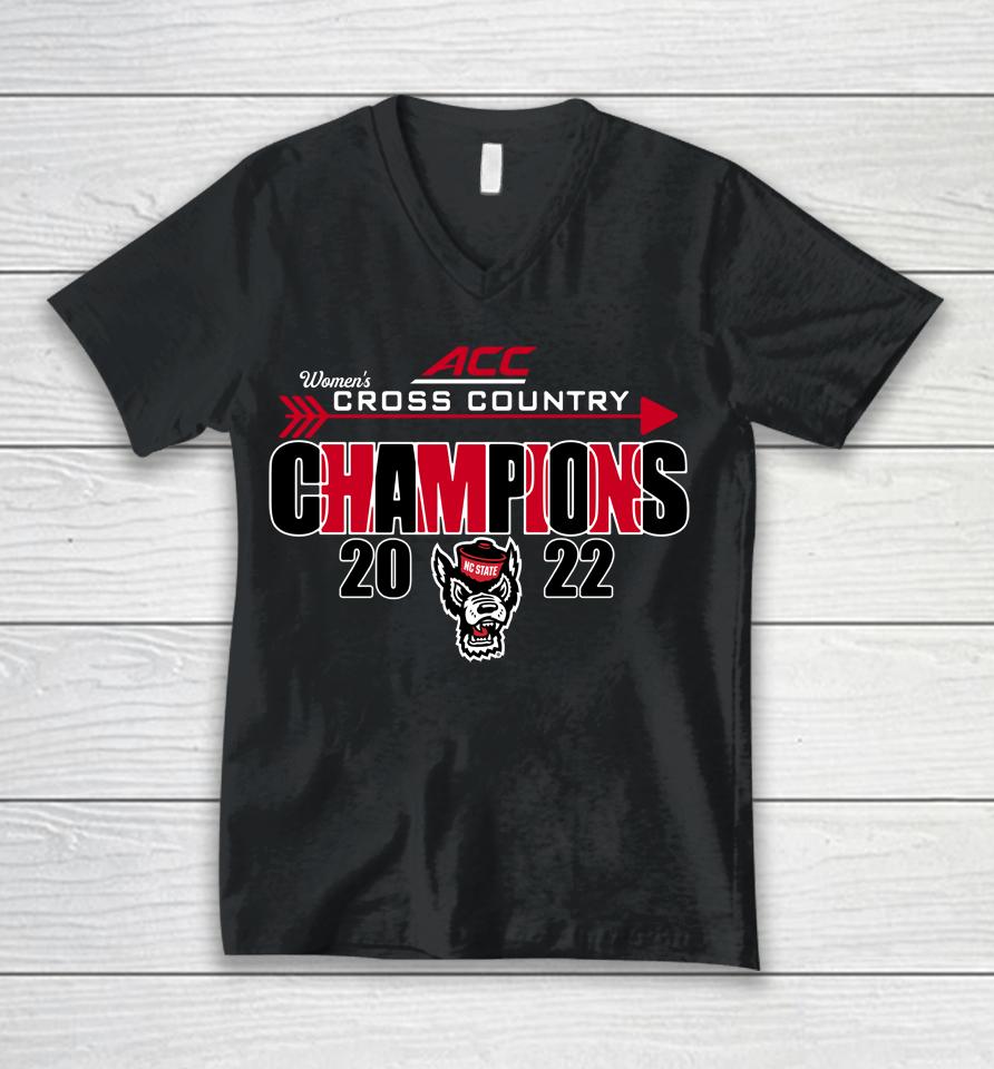 Nc State Wolfpack Women's 2022 Cross Country Acc Champions Unisex V-Neck T-Shirt