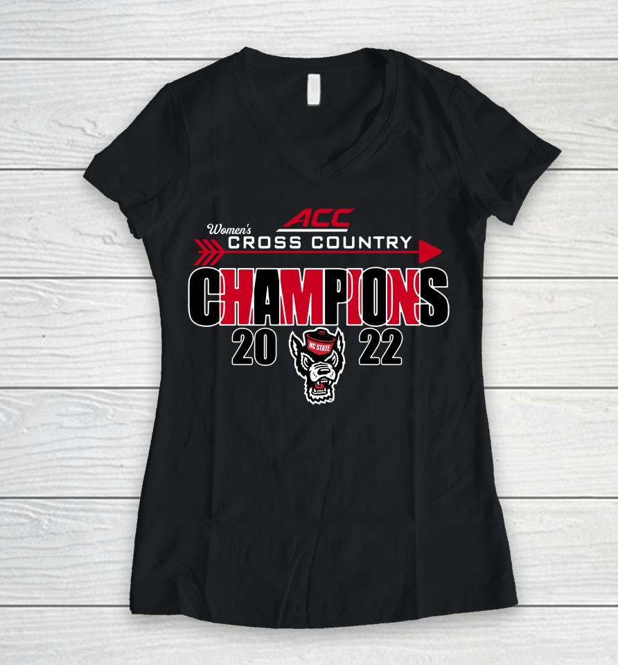 Nc State Wolfpack Women's 2022 Cross Country Acc Champions Women V-Neck T-Shirt