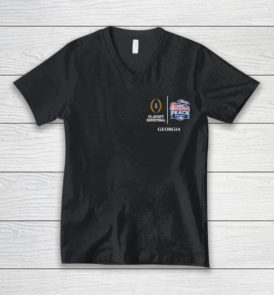 Ncaa 2022 College Football Playoff Georgia Bulldogs Peach Bowl Unisex V-Neck T-Shirt